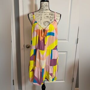 Torrid Yellow, Orange, Purple, Pink, & Blue‎ V-Neck Peplum Cami Tank Top 2XL E